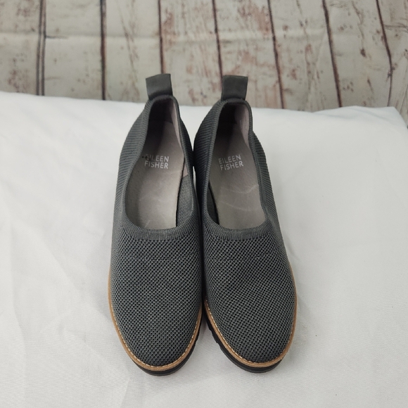Eileen Fisher Graphite Marie Wedge Shoes - Picture 2 of 7